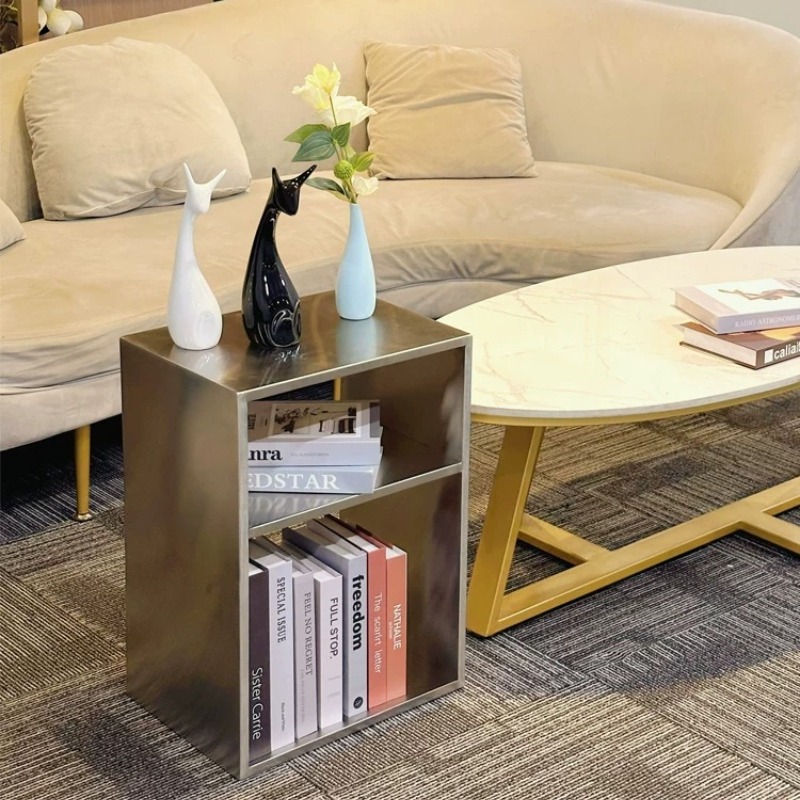 Magazine Holder Rack - Paslanmaz Çelik Orta Yüzyıl Kahve Sehpası,