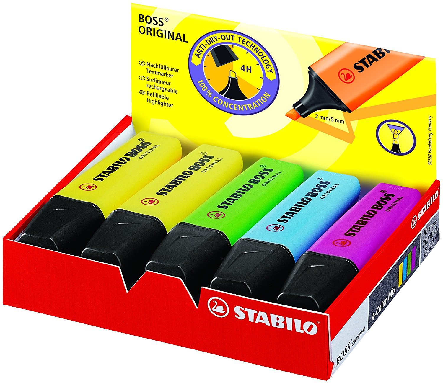 Stabilo Marker Boss - Metin işaretleyici-STABILO BOSS orijinal-10er paketi-on farklı